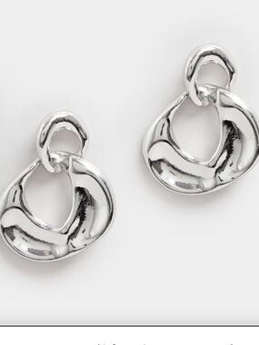 Ben-Amun Polished Silver Sculptural Hoop Drop Earrings